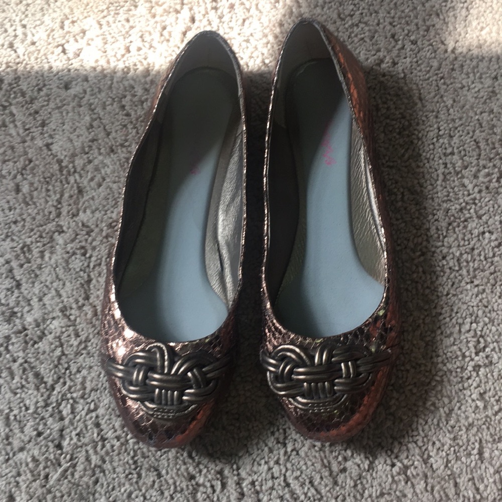 Metallic bronze flats